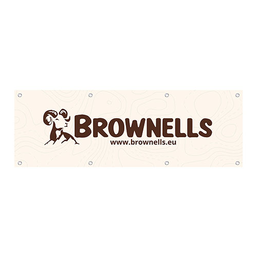 Mostra il tuo supporto per Brownells Europe con il nostro banner in PVC resistente, 1.5x0.5m, con fori per appenderlo facilmente e logo ben visibile!
